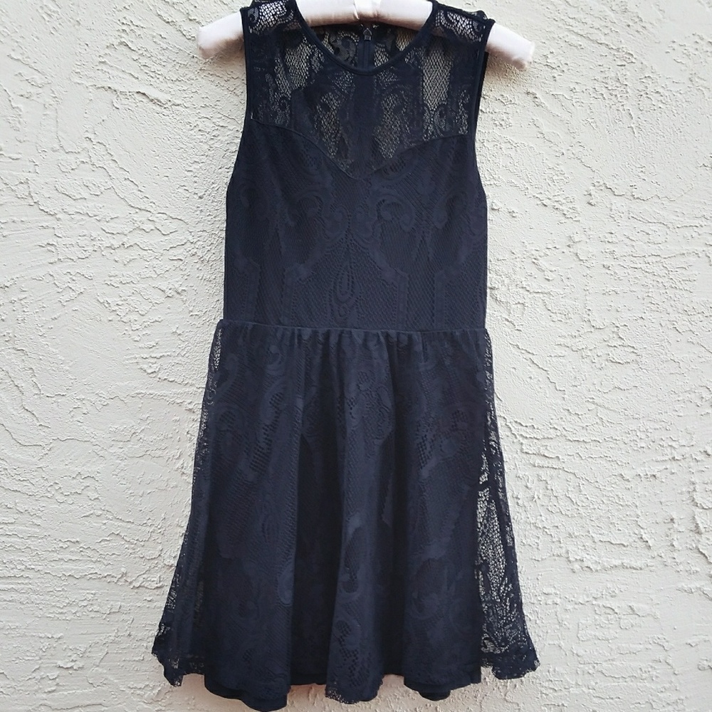 Express Black Lace Skater Dress